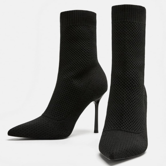 zara fabric heeled ankle boots